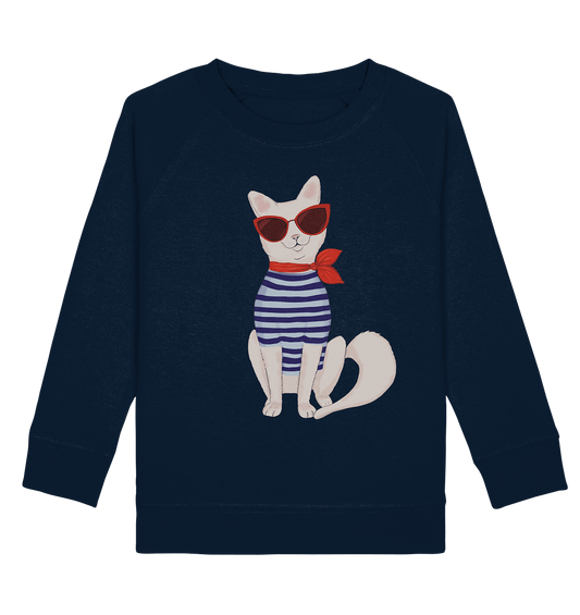 Katze Sweatshirt Fashion Katze mit roten Sonnenbrille und Marinehemd