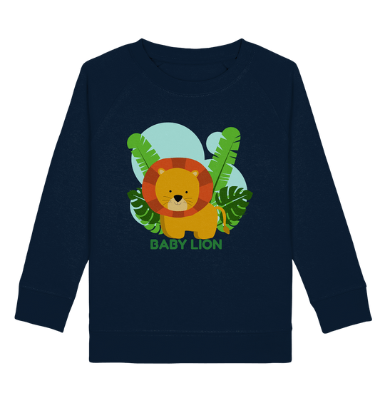  Kinder Sweatshirt mit kleinem Löwen Print und der Beschriftung Baby Lion.