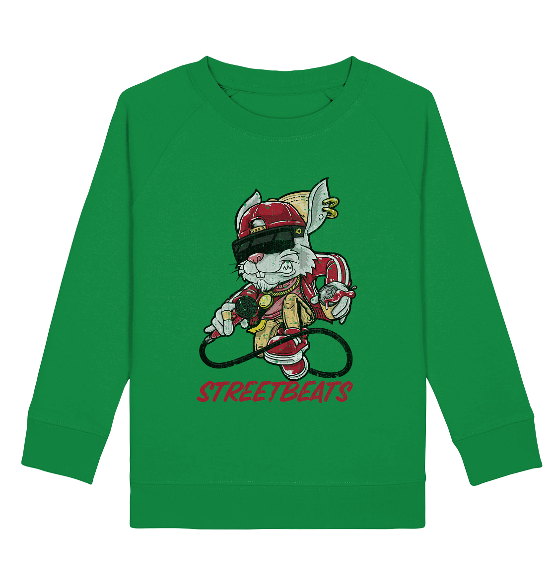 Kinder Sweatshirt mit modischem HipHop Hasen Print und Beschriftung "Streetbeats"