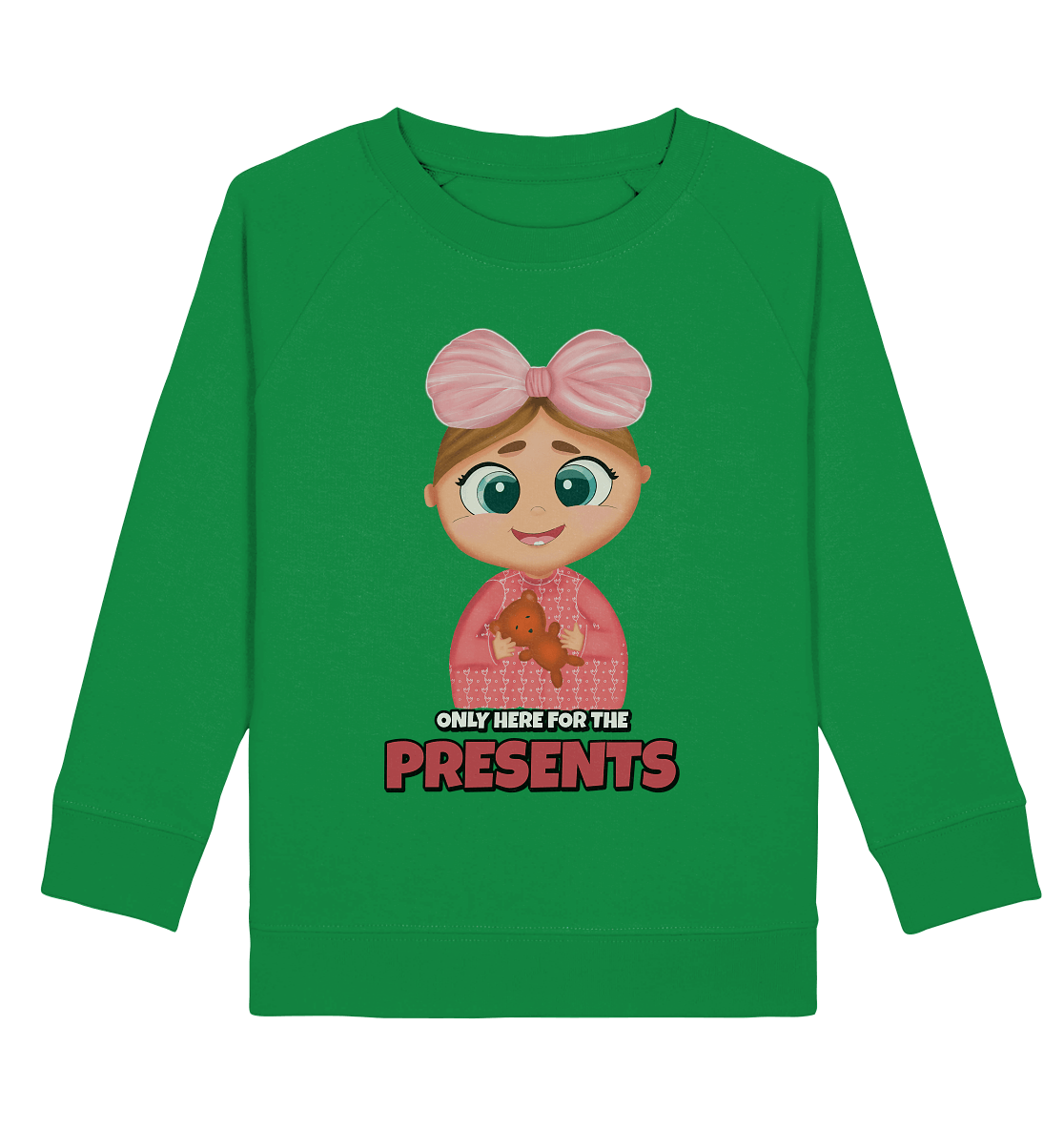 Cartoon BABY Kinder Sweatshirt mit handgezeichneten, süßen Cartoon Sweatshirt in grün von BLOOMINIC baby zeichnung mit teddy bär