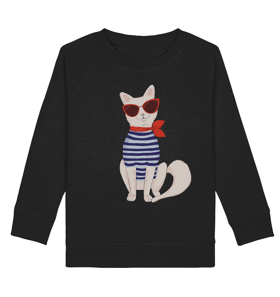 Katze Sweatshirt Fashion Katze mit marinenhemd und roter Sonnenbrille