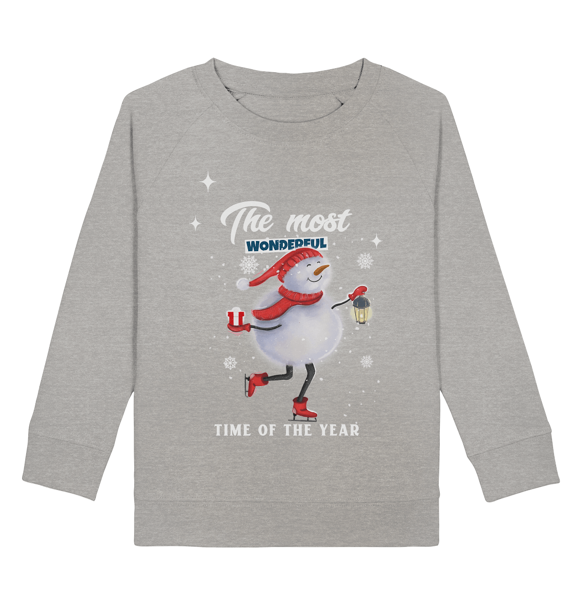 Schneemann Kinder Sweatshirt the most wonderful time of the year in grau