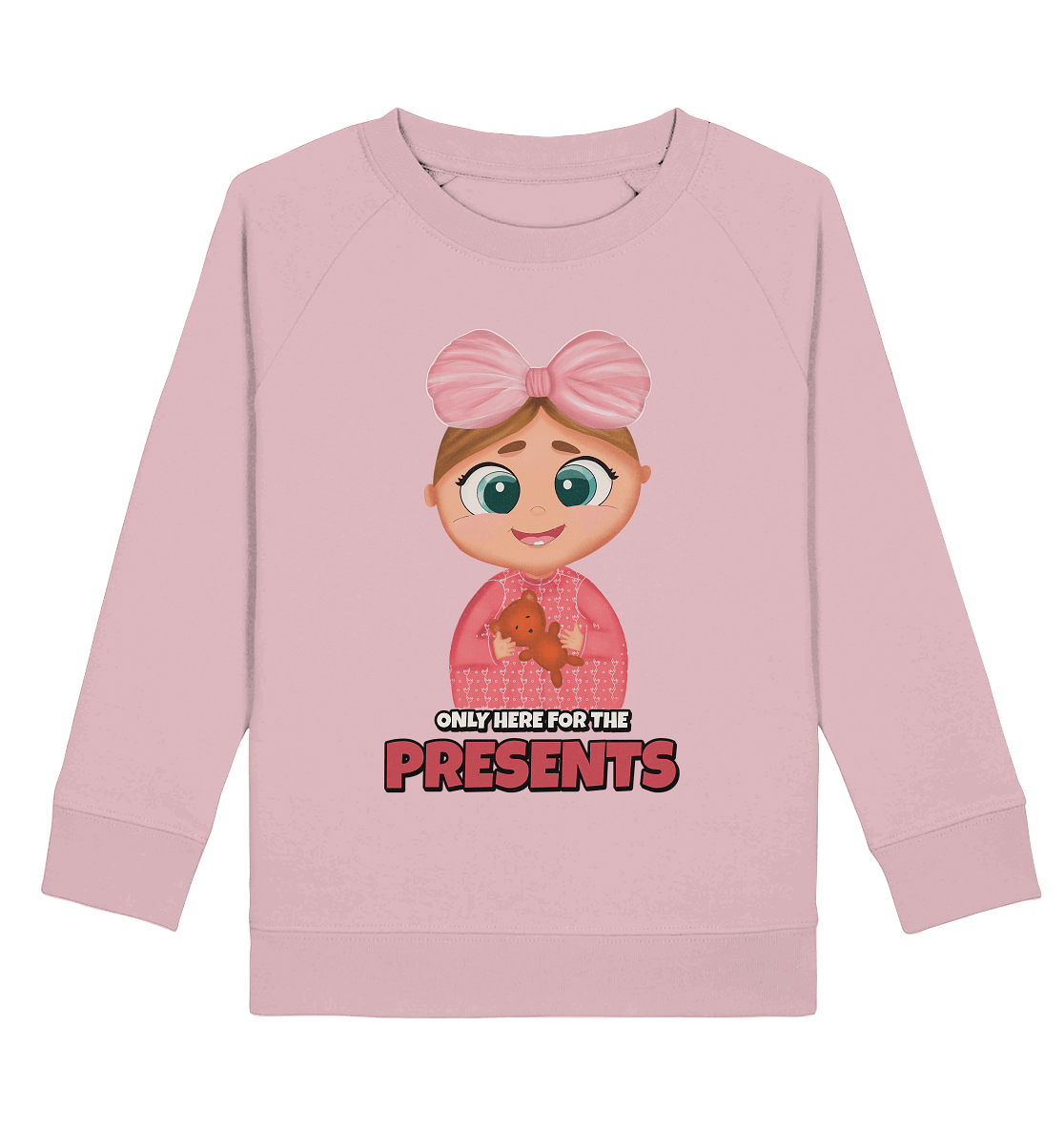 Cartoon BABY Kinder Sweatshirt in rosa mit handgezeichneten, süßen Cartoon.