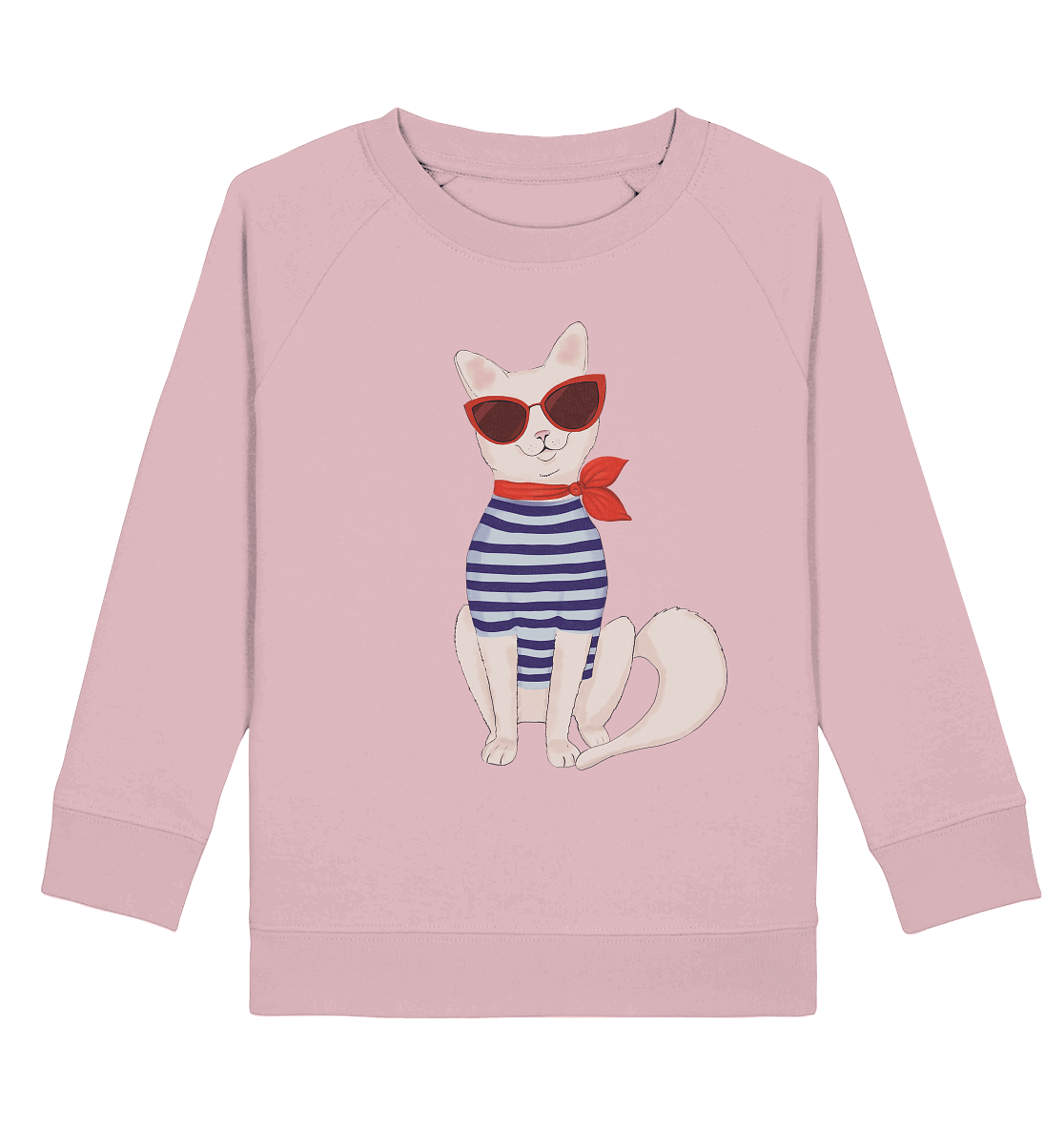 Katze Sweatshirt Fashion Katze in marinenhemd Katze mit roter Sonnenbrille