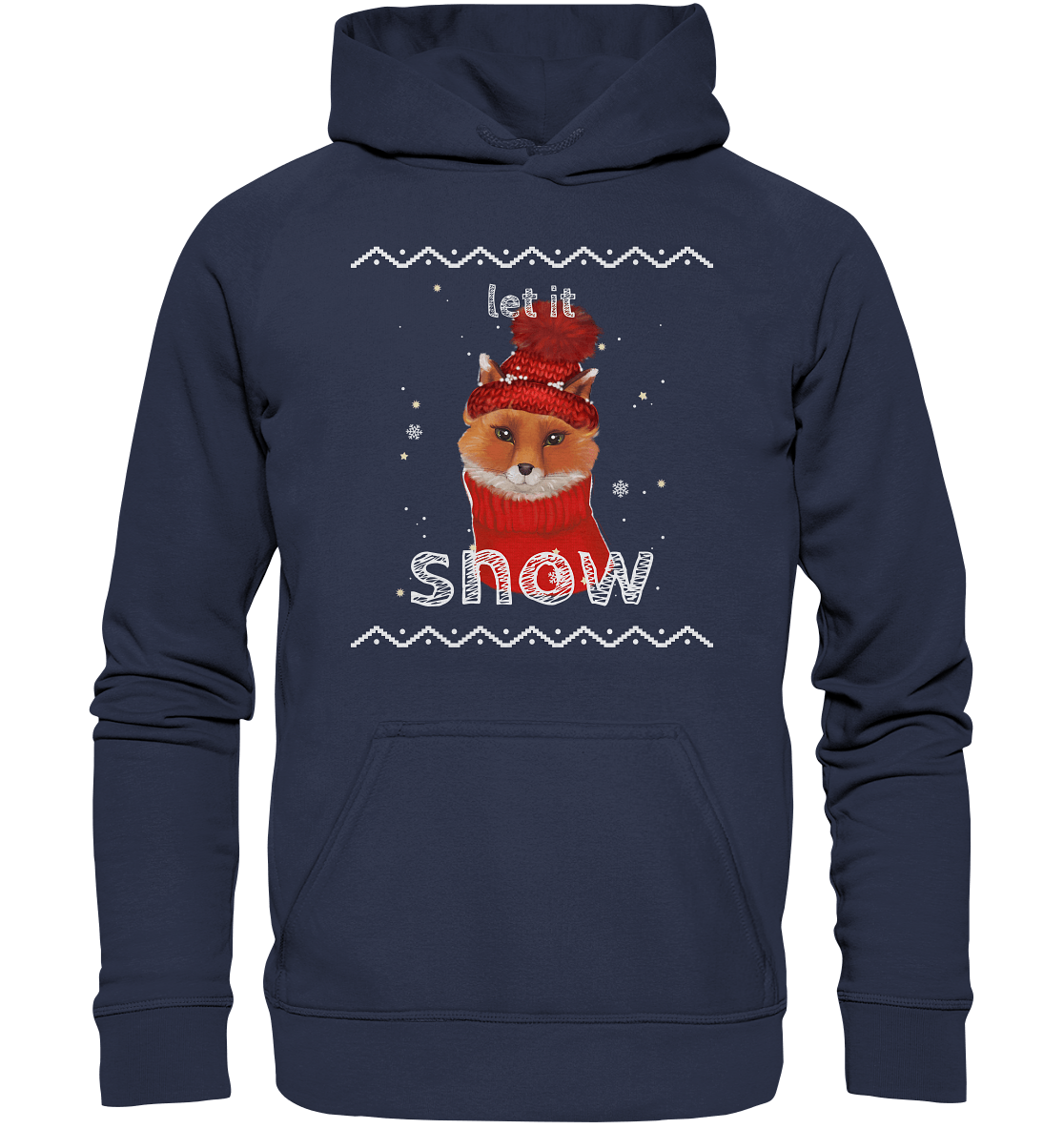 cartoon Fuchs mit Strickmütze Kinder pullover  in navy Hoodie Let it snow