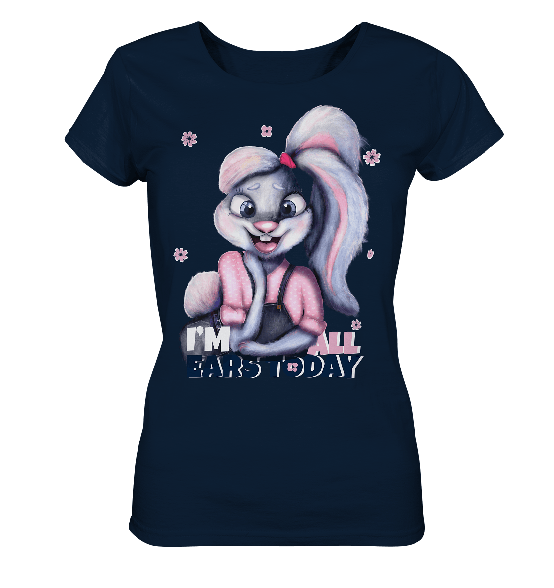 Hase Bunnygirl Shirt in navy blau mit witzigen Hase Motiv von BLOOMINIC