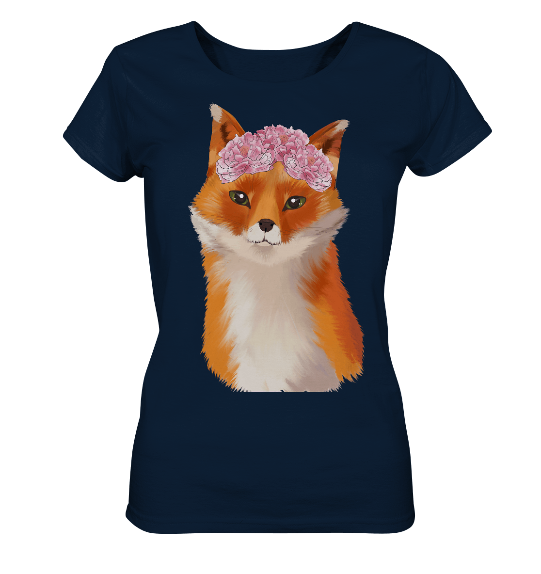 Fuchs Damen T-Shirt mit Blumen Design in navy