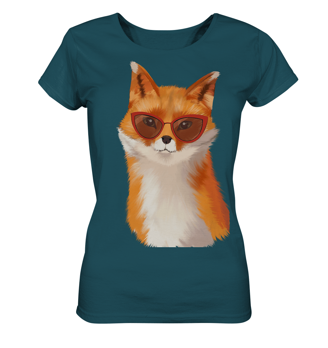 Fuchs  Zeichnung mit roter Sonnen Brille T-Shirt von 