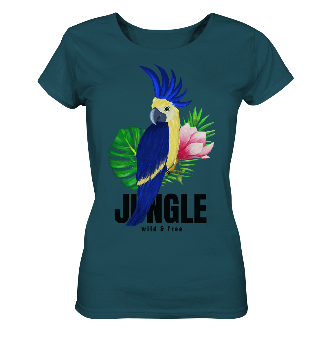 Blaue Papagei Shirt in stargazer exotische Blumen Jungle