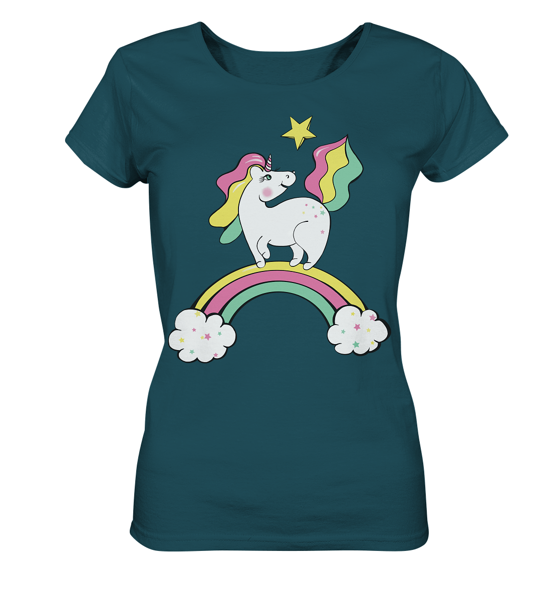 Einhorn T-Shirt Unicorn in stargazer Einhorn Zeichnung Unicorn Muster mit Sternen und Regenbogen von Bloominic einhorn t shirt