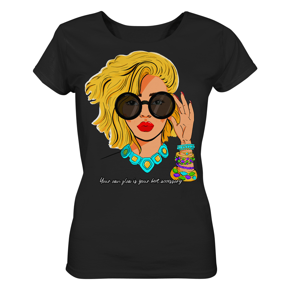 T-Shirt in schwarz mit kunstvollem Print Women fashionyour-own-glow-is-your-best-accessory