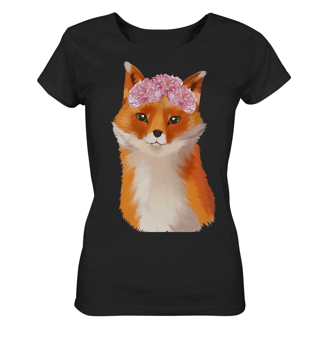 Fuchs Damen T-Shirt mit Blumen Design in schwarz
