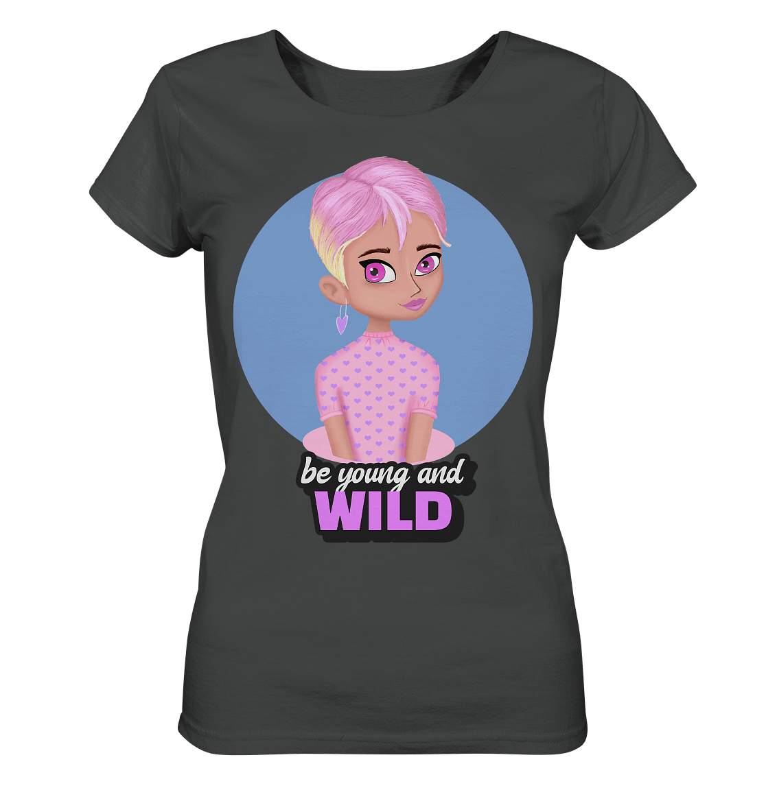 Pink Cartoon Girl Shirt in anthrazit