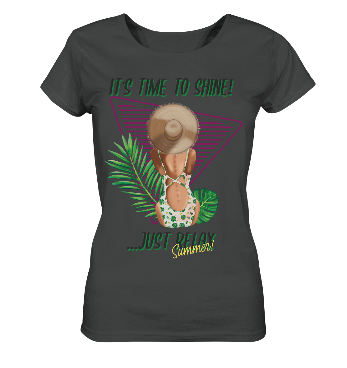 Illustration Sommer T-Shirt in anthrazit mit sommerlichen Illustration Print