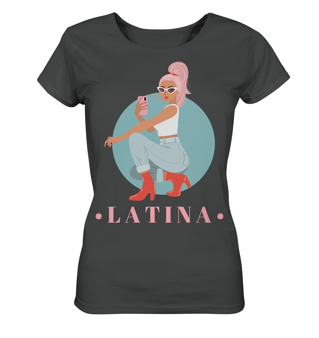 Latina Damen Shirt in anthrazit mit Latina girl Print