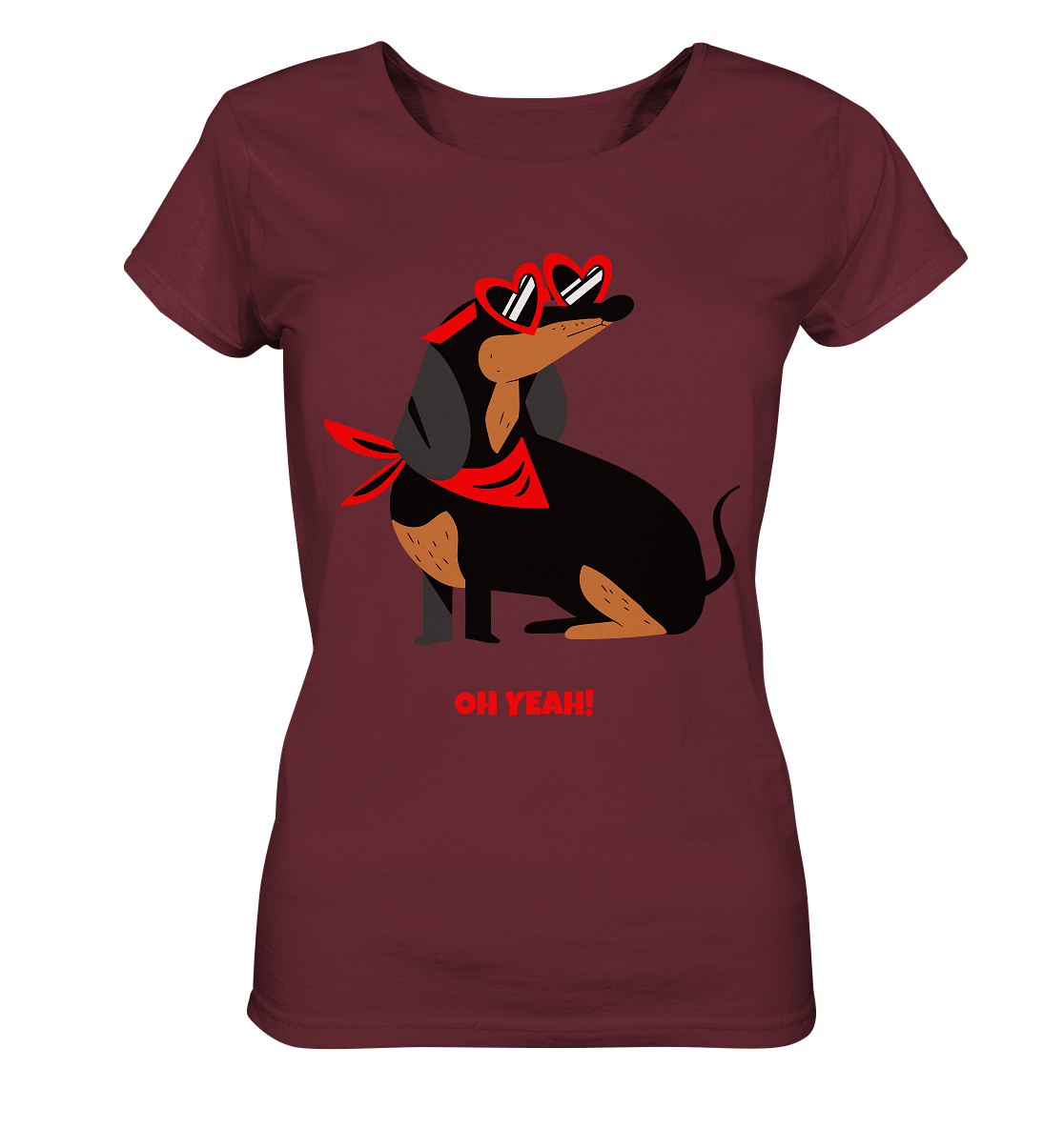 Dackel Hund Damen Shirt in Burgundy
