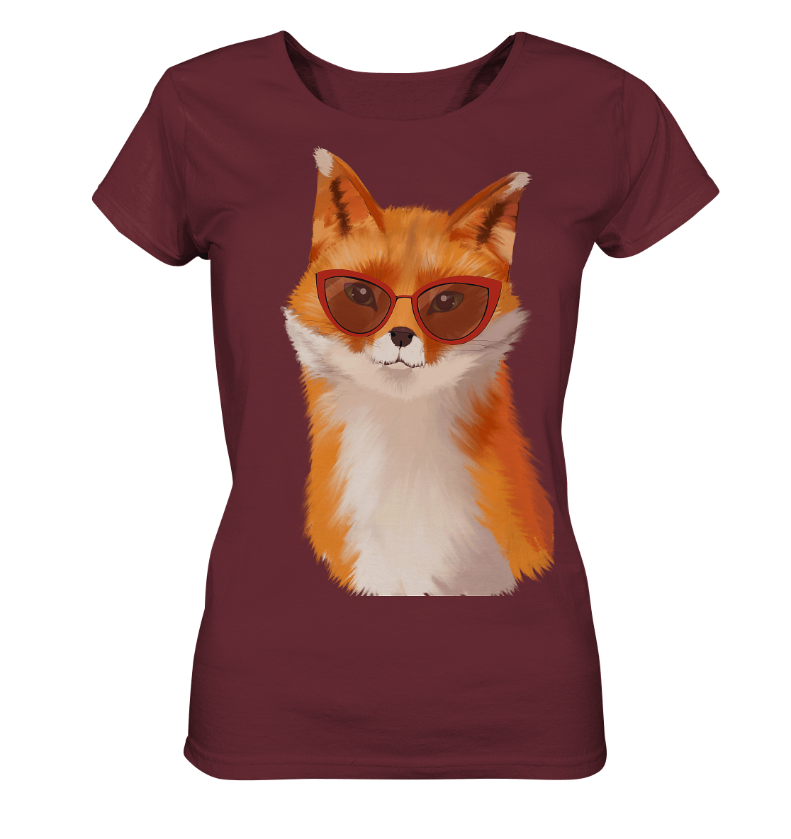 Fuchs mit roter Brille T-Shirt in burgundy