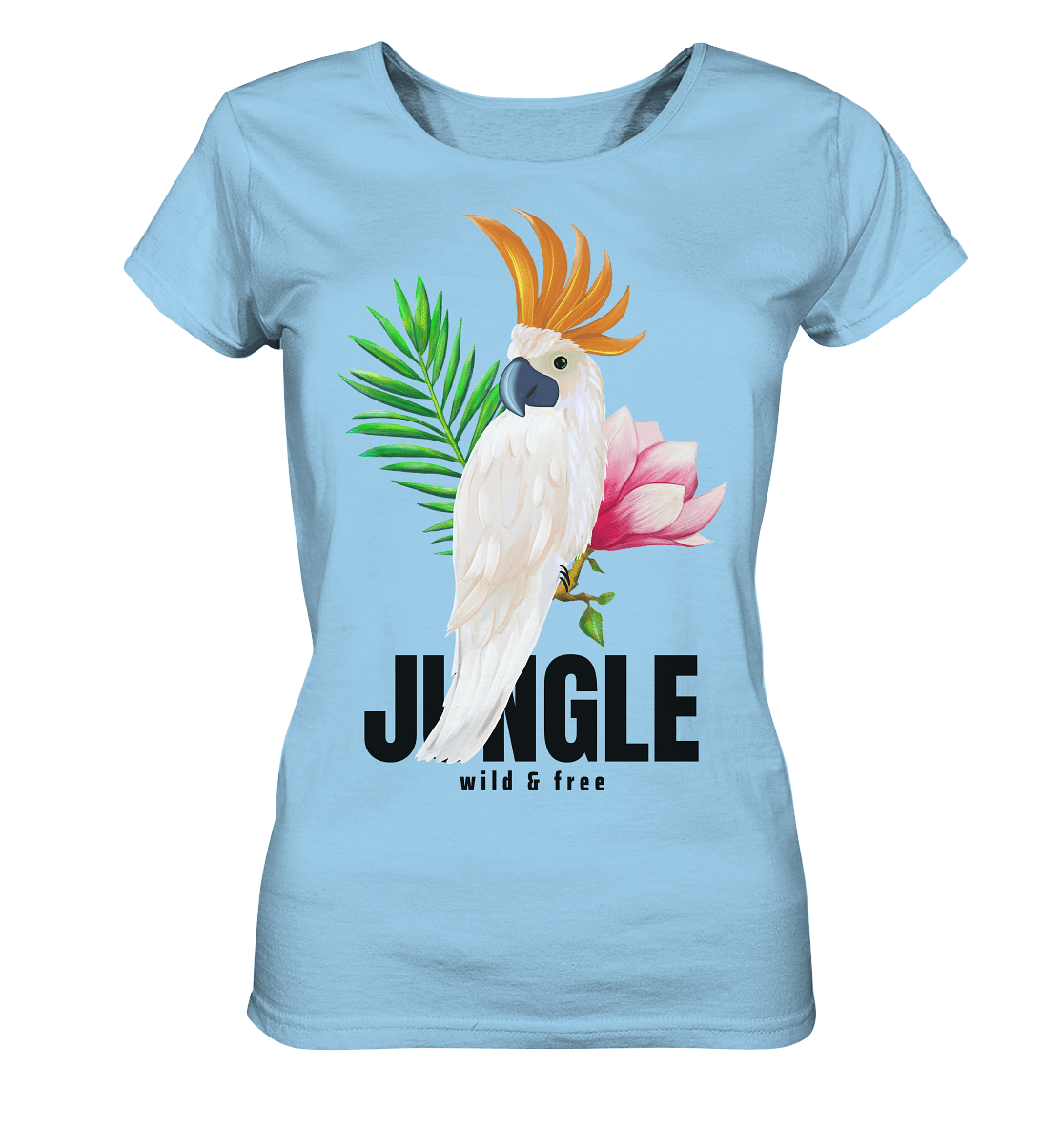 Papagei Shirt in baby blau mit Jungle Blumen
