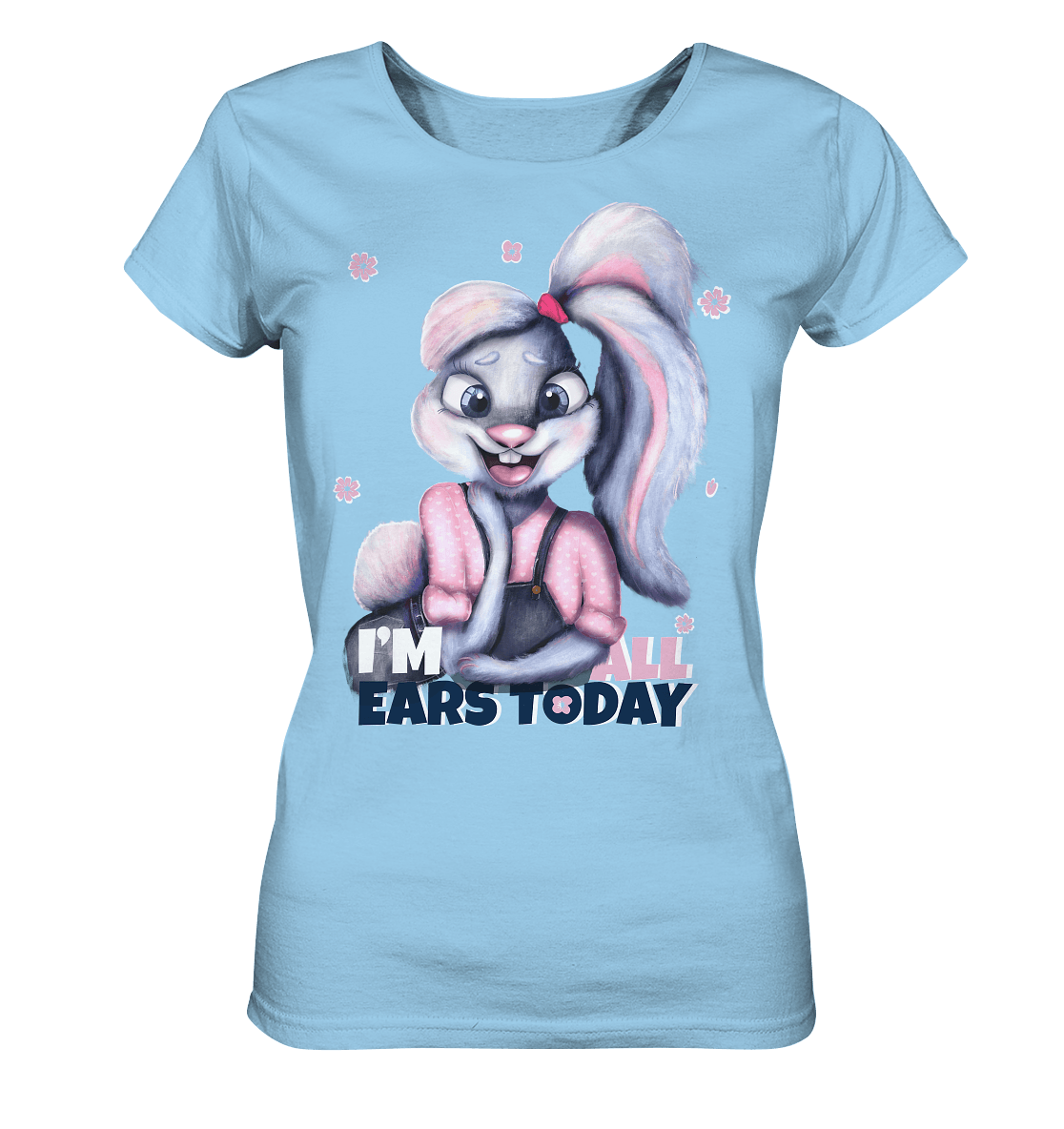 Hase Bunnygirl Shirt in baby blau mit witzigen Hase Motiv von BLOOMINIC