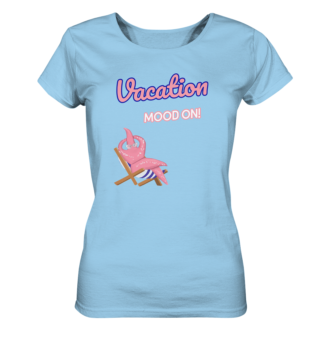  T-Shirt mit handgezeichneten witzigen Seestern Cartoon Urlaub T-Shirt Vacaton mood on von Bloominic cartoon sea star