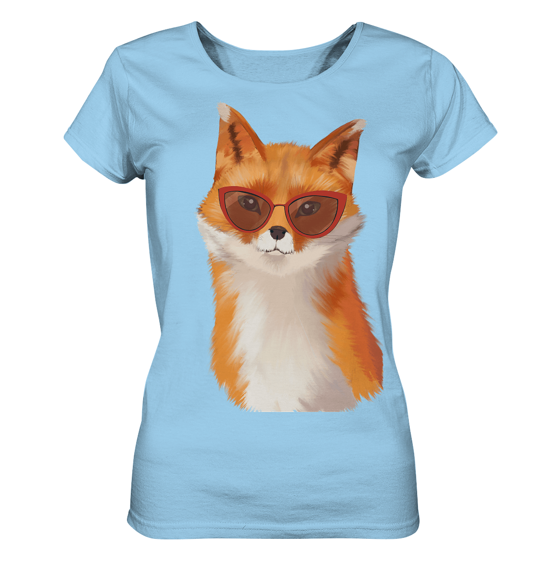 Fuchs mit roter Brille T-Shirt in hell blau