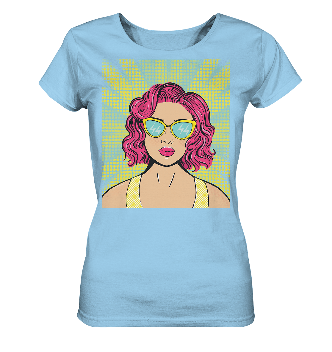 Comic Style Pop Art Retro Damen T-Shirt in hell blau