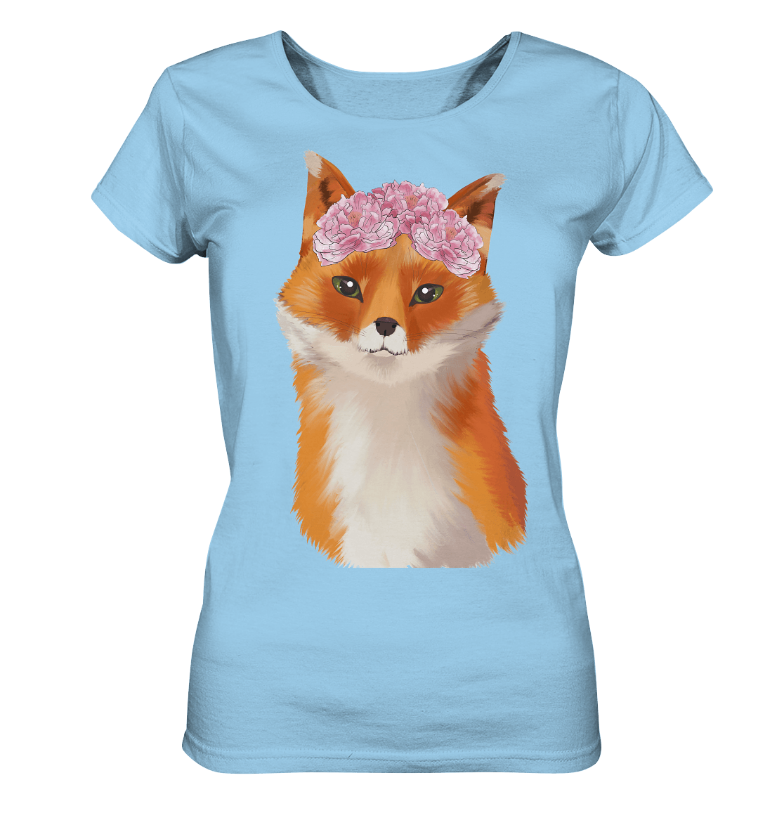 Fuchs Damen T-Shirt mit Blumen Design in hell blau