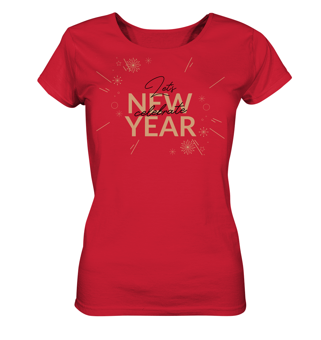 Damen Silvester T-Shirt in rot New Year Let's celebrate