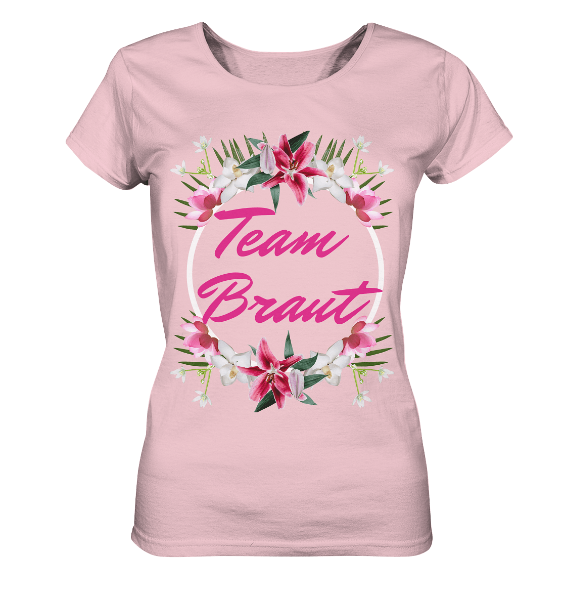 JGA T-Shirt in rosa Team Braut Blumen