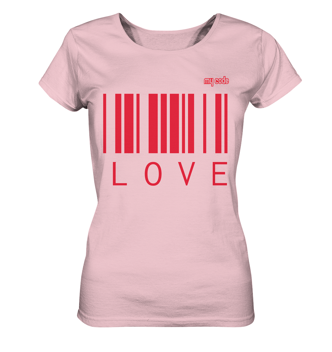 My code Love Statement t shirt Damen in rosa 