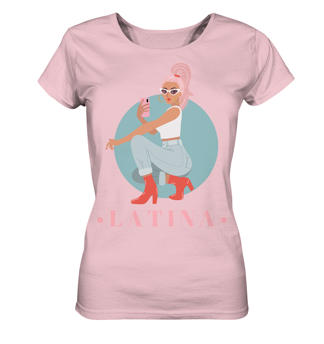 Latina Damen Shirt in rosa mit latina girl illustration