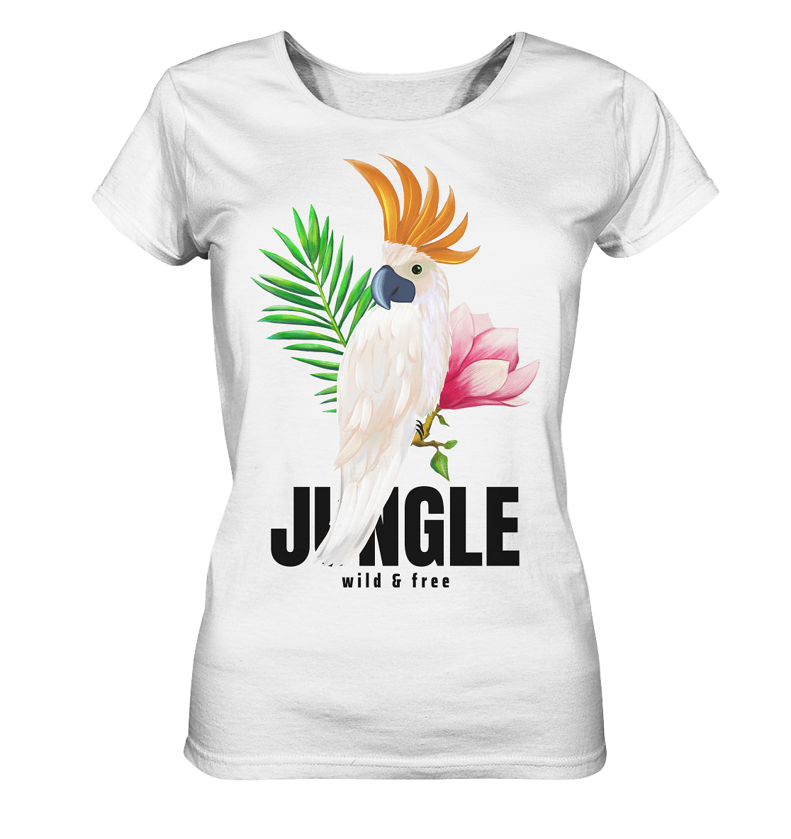 Papagei Shirt in weiß mit Jungle Blumen Print von BLOOMINIC