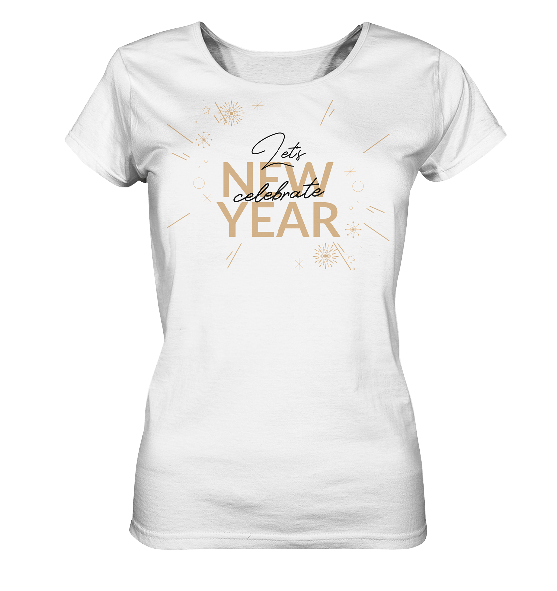 Damen Silvester T-Shirt in weiß New Year Let's celebrate