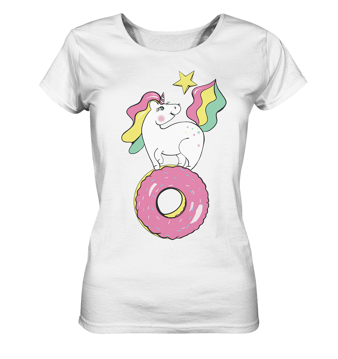 einhorn t shirt Unicorn auf dem Donut T-Shirt in weiß Bloominic