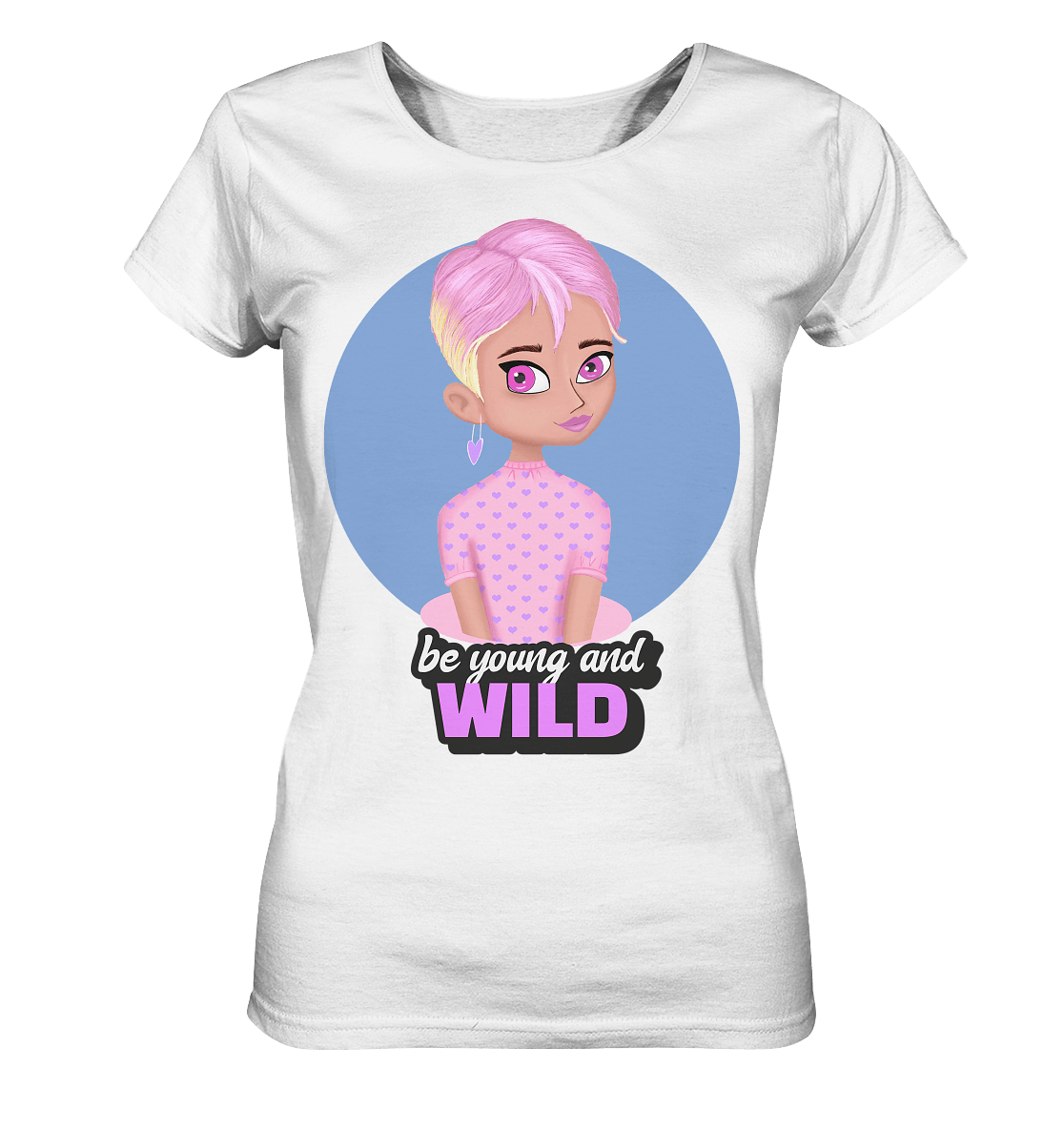 Pink Cartoon Girl Shirt in weiß mit comic girl