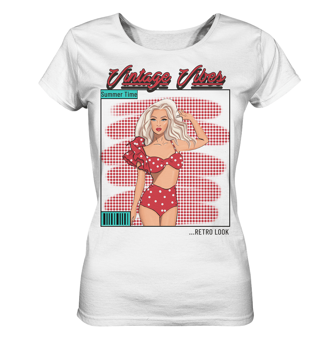 Retro Comic Pop Rockabilly Damen Shirt in weiß mit Comic Pop girl Vintage Vibes Shirt
