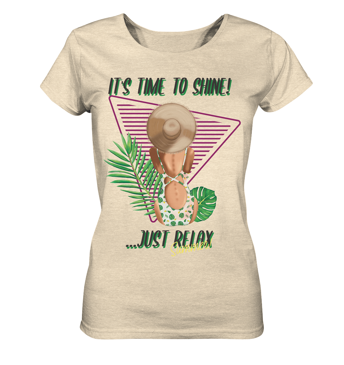 Illustration Sommer Damen Shirt mit tropischen Blätter