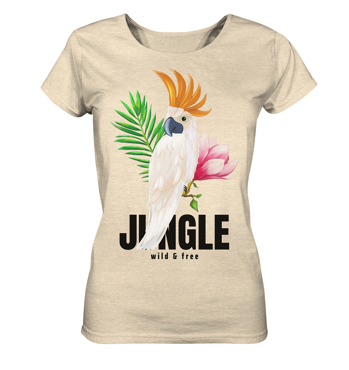 Papagei Shirt in weiß mit bunten Jungle Blumen Jungle wild & free von BLOOMINIC