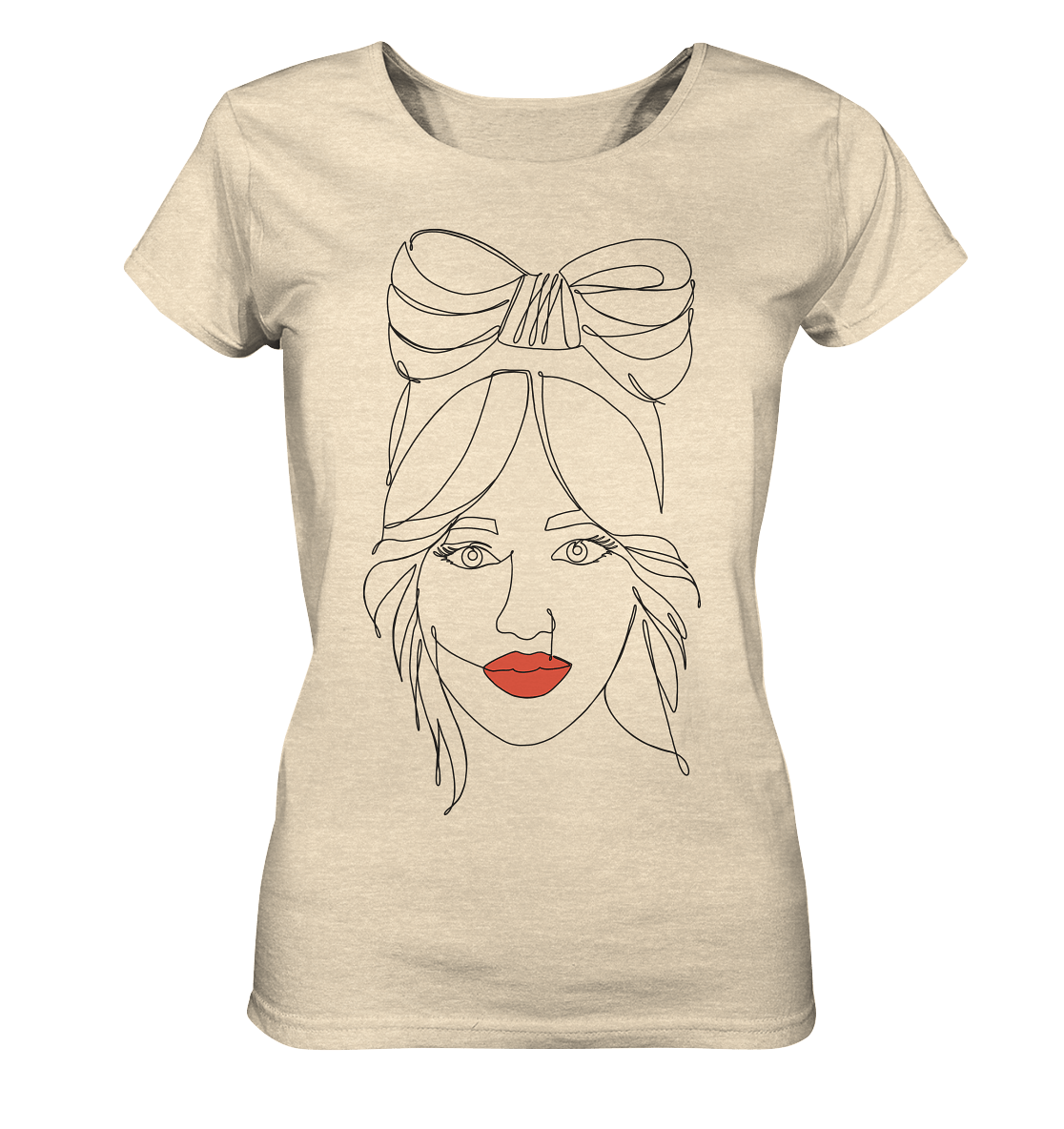 One Line ART Damen T-Shirt Frauengesicht abstrakte Line Art