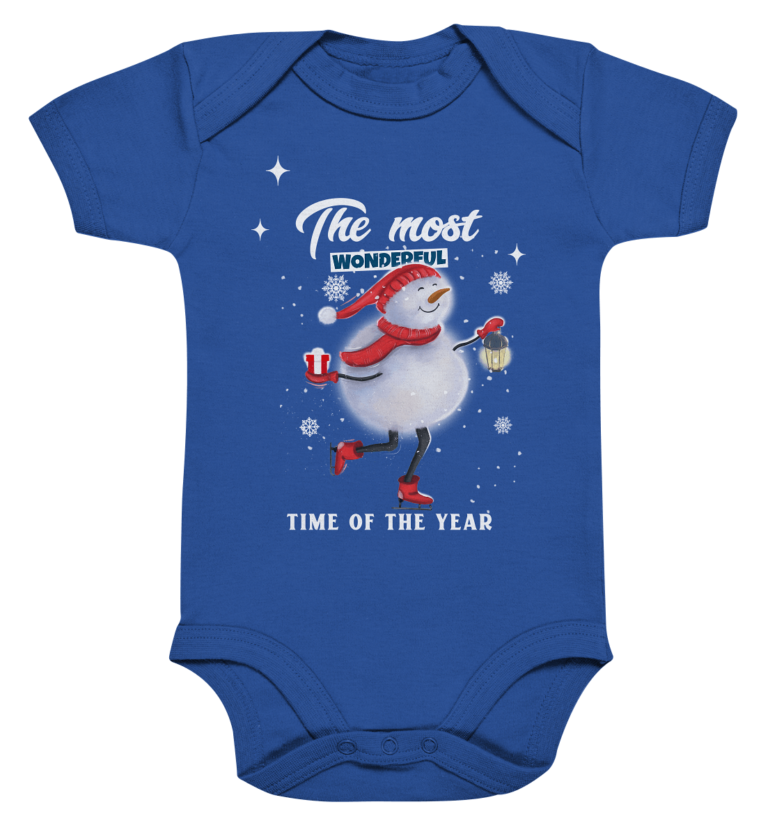 Baby Body mit Schneemann in blau Weihnachtsstrampler