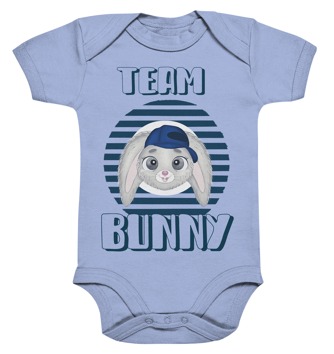 Strampler Maritim Hase Team Bunny blaue Streifen Baby Body mit niedlichen Hasen Print