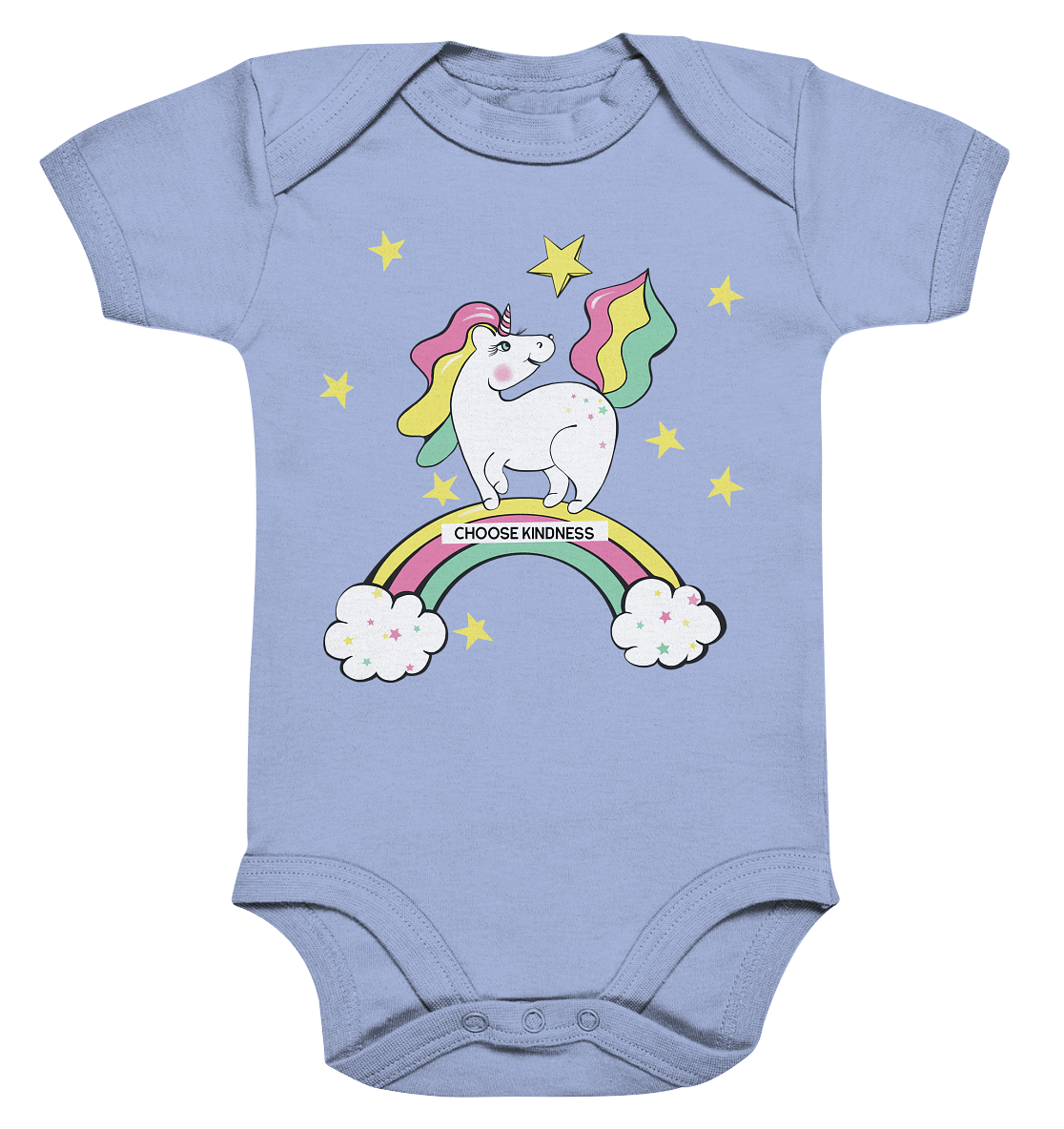 Einhorn Unicorn Baby Body mit Sternchen und Regenbogen