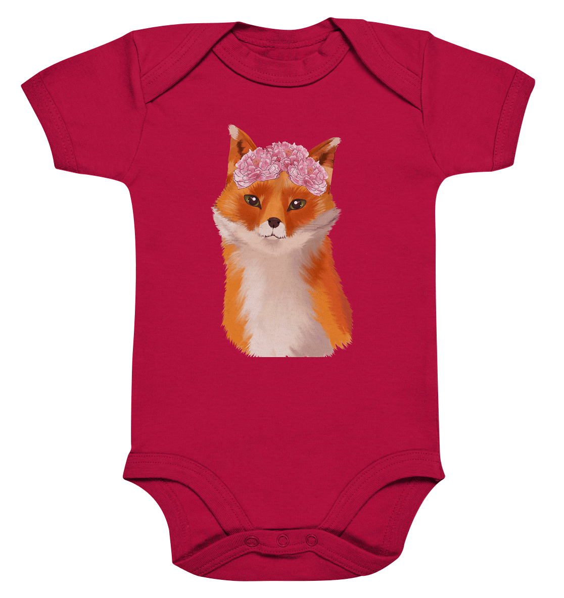 Baby Body "Fuchs mit Blumen" Strampler mit Baby Fuchs in Rot