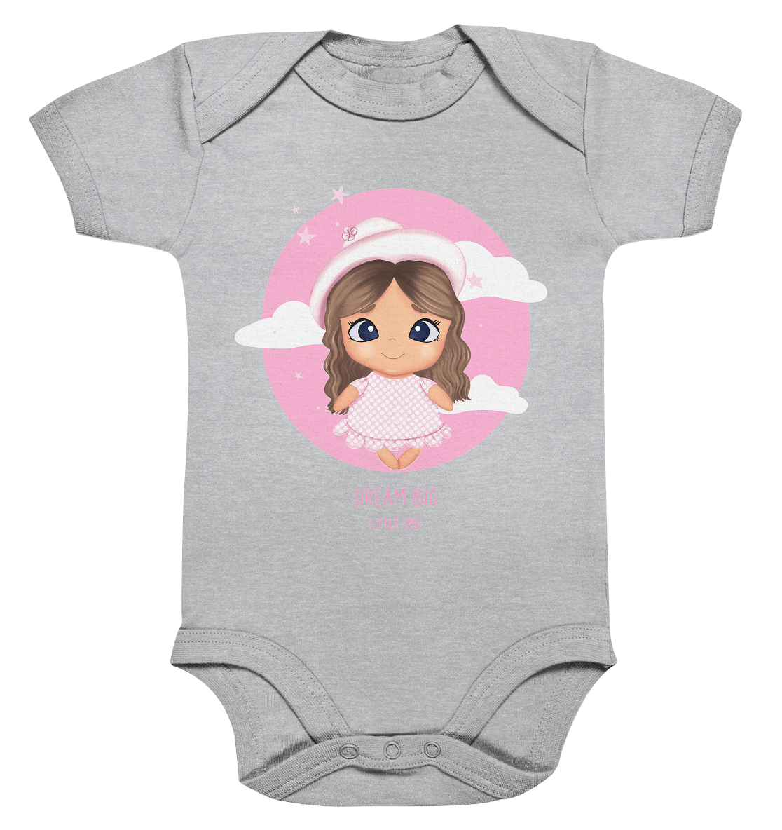 Cartoon Baby Strampler in grau mit Baby Cartoon Dream Big little one