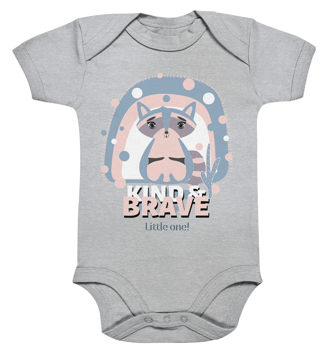Waschbär Baby Strampler in grau mit Waschbär Cartoon von Bloominic