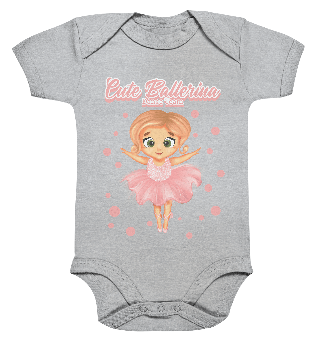 Baby Body in grau mit handgezeichneten Ballerina Cartoon