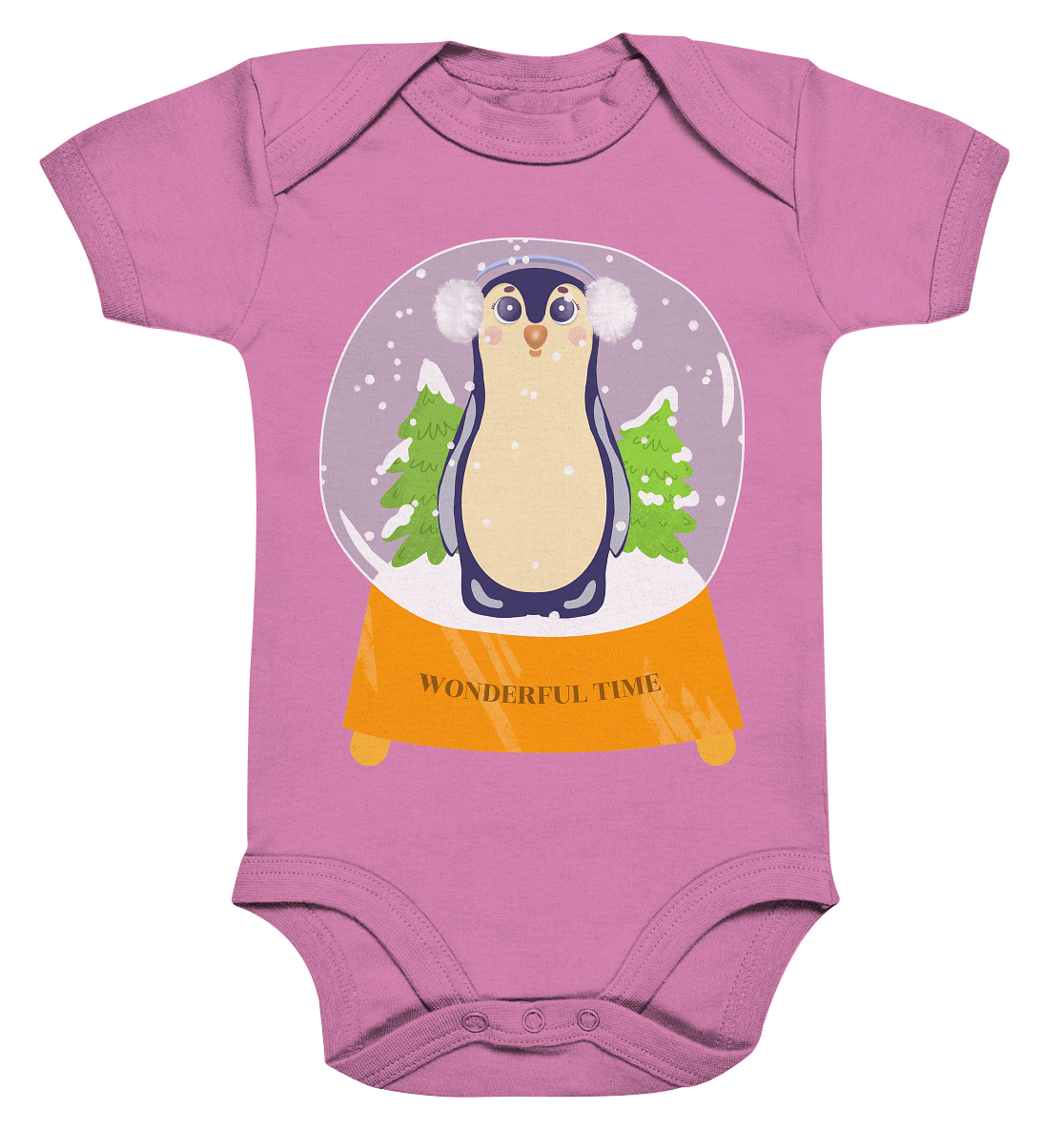 Pinguin Baby Strampler Hug me I am cold in pink mit Pinguin Cartoon Print BLOOMINIC