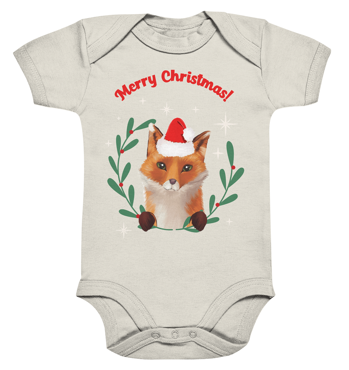 Weihnachtsstrampler Fuchs mit Weihnachtsmütze