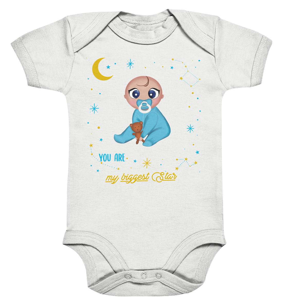  Baby-Body mit handgezeichneten süßen Baby und Sternenhimmel mit Beschriftung "You are my biggest Star"