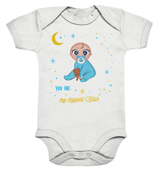 Baby-Body mit handgezeichneten süßen Baby und Sternenhimmel mit Beschriftung "You are my biggest Star"
